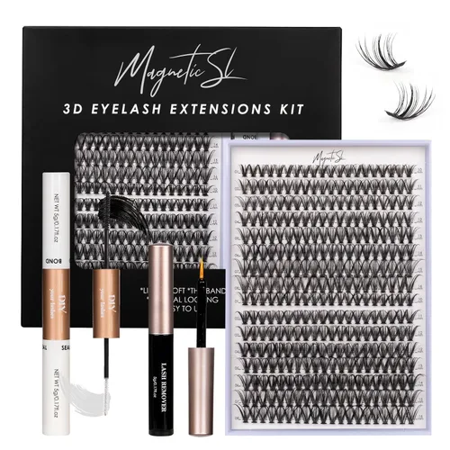 Kit de extensiones de pestañas individuales 30D 40D con aplicador y adhesivo y sello, mezcla de 320 unidades de extensiones de pestañas individuales