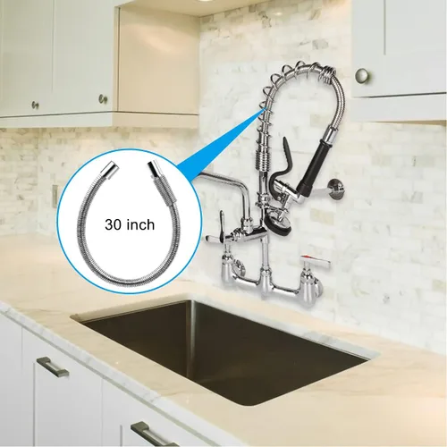 Miniatura 7 de Manguera de grifo de preenjuague de 30 pulgadas, manguera rociadora comercial de acero inoxidable para grifo de fregadero de cocina comercial, kit