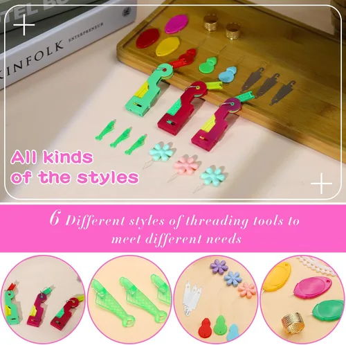 Miniatura 3 de Fedmut Enhebradores de agujas para coser a mano, herramienta de enhebrador de agujas de bordar, 20 piezas para coser a mano, máquina de coser