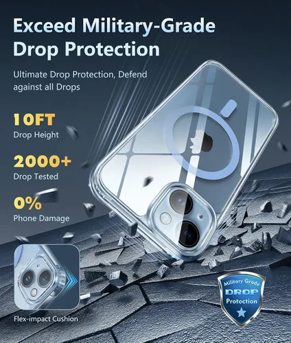 Miniatura 1330 de FNTCASE Funda para iPhone 13 Pro-Max: Fundas magnéticas transparentes compatibles con Magsafe Slim anti amarillamiento protección contra caídas