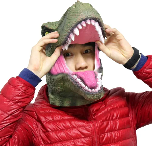 Miniatura 6 de LarpGears Máscara de disfraz de Halloween para fiesta de látex animal T-rex dinosaurio máscara tamaño adulto