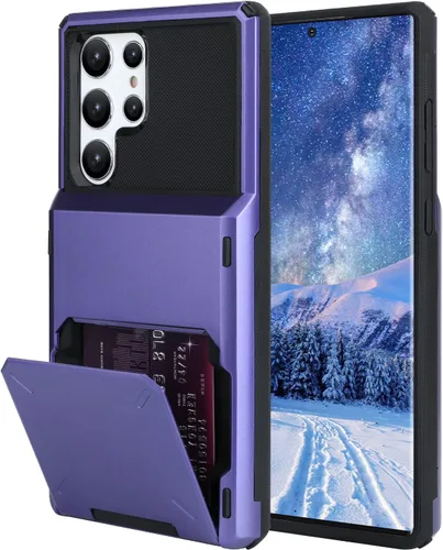 Miniatura 76 de Funda tipo cartera para Samsung Galaxy S22 Ultra con 4 ranuras para tarjetas de crédito a prueba de golpes, funda híbrida de protección reforzada