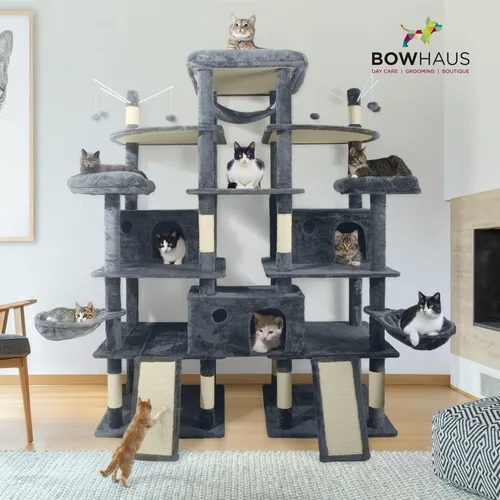 Miniatura 2 de BOWHAUS Árbol para gatos extra grande de 80 pulgadas de alto con percha ampliada para gatos grandes, torre para gatos grandes en interiores, moderna