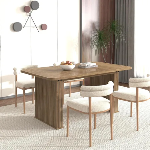 Miniatura 6 de Mesa de comedor extensible de 62.99 a 78.7 pulgadas para 6, 8 y 10, moderna mesa expandible de cocina de madera de granja, mesas de conferencias