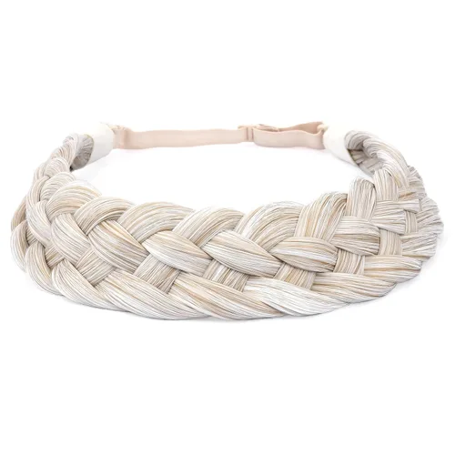 Miniatura 16 de Diadema clásica de cabello sintético trenzado de 5 hebras, trenzas gruesas y anchas, extensión de cabello con elástico para mujeres y niñas