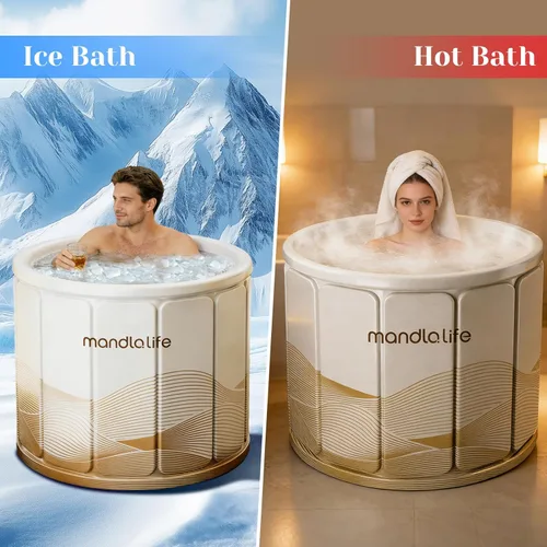 Miniatura 3 de Bañera portátil para adultos, bañera plegable independiente para ducha, bañera de hielo caliente con material grueso multicapa para mantener