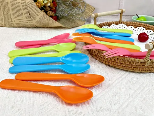 Miniatura 2 de Jawbush 16 utensilios para niños, tenedores y cucharas de plástico para niños, utensilios reutilizables para niños, juego de cubiertos duraderos 8