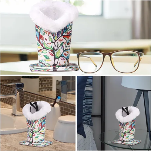 Miniatura 7 de MoKo Eyeglasses Holder, Modern Velvet Plush Lined PU Leather Household Magnetic Protective Anti-Scratch Stand Case