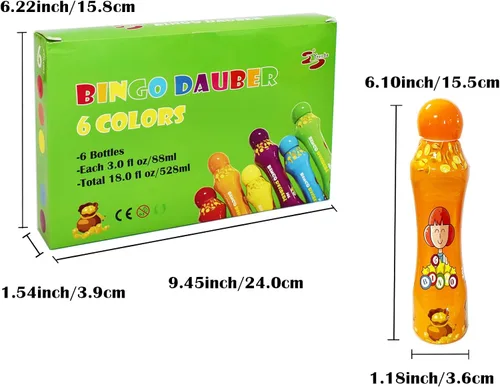 Miniatura 4 de Yuanhe Bingo Daubers - Marcadores de puntos – 3 oz Paint Dotter Bingo Dabbers/Dobbers, juego de 6