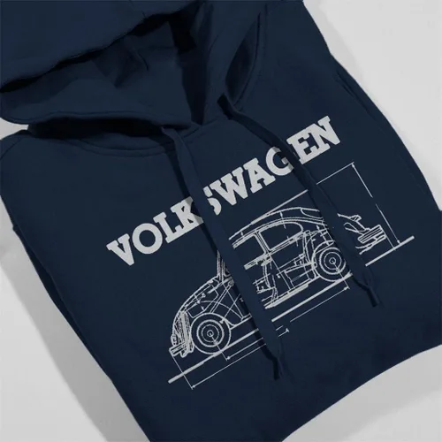 Miniatura 3 de Volkswagen Sudadera con capucha para hombre Esquema Técnico Esquema Esquema Blanco Escarabajo