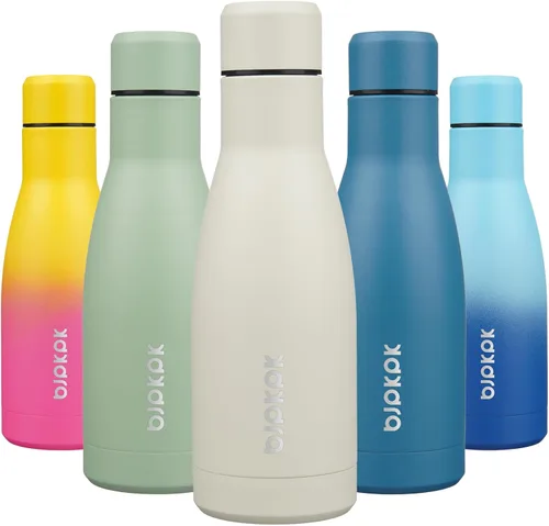 Miniatura 23 de BJPKPK Botellas de agua de acero inoxidable con aislamiento de 17 onzas, mantiene el frío y el calor, brillante oro rosa Oro rosa brillante
