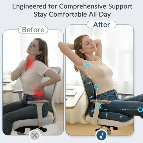 Miniatura 3 de Exclusivo Mezcla Cojín de asiento de espuma viscoelástica, cojines ergonómicos para aliviar el dolor del coxis, almohadilla de asiento Negro