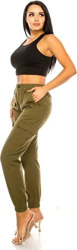 Miniatura 5 de Pantalones deportivos de cintura alta para mujer, pantalones deportivos casuales con cintura elástica tipo cargo con 6 bolsillos