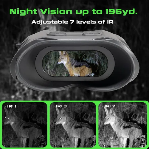 Miniatura 3 de Grey Bear Gafas de visión nocturna, prismáticos infrarrojos 9X, IP54 para observación de vida silvestre, camping, senderismo, seguridad, rango