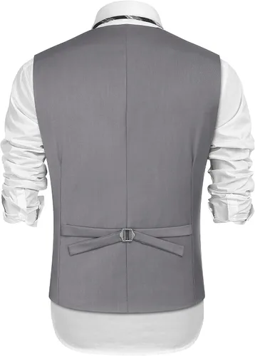 Miniatura 7 de COOFANDY Chaleco de traje de negocios para hombre, ajustado, para boda, fiesta, cena