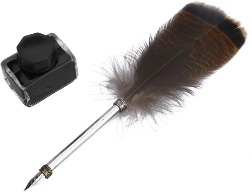 Miniatura 3 de Bolígrafo de inmersión de plumas de búho con tinta, juego de regalo de instrumentos de escritura para niños y amantes de la caligrafía