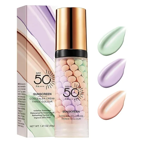 Imprimación 3 en 1 para la cara antes del maquillaje, SPF 50, crema de aislamiento solar hidratante tintado facial, corrector de color de un paso,