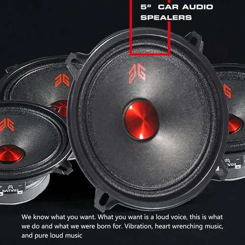 Miniatura 5 de MX52P1 Altavoz de Rango Medio de 5 Pulgadas 160 Vatios 4 Ohmios Tapa Antipolvo Roja, Altavoces de Audio de Puerta de Calidad Premium para Sistema