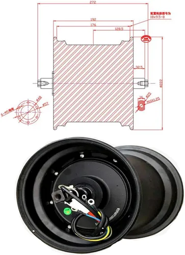 Miniatura 2 de JJ Boom Rueda de motor Harley Hub 60V 72V, 1000W-2000W, plata, aluminio, compatible con motocicleta, rueda de motor de vehículo eléctrico