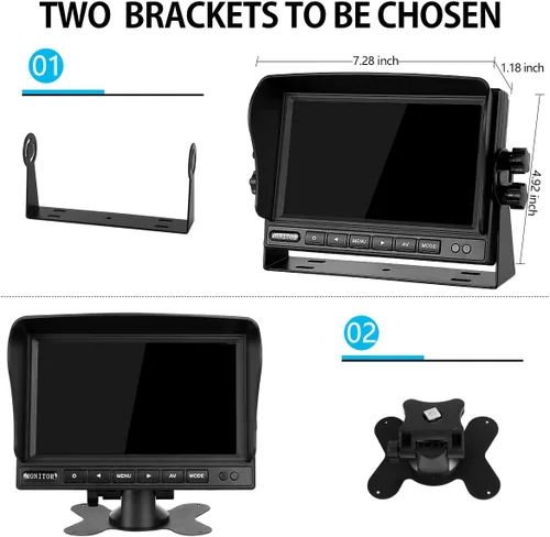 Miniatura 2 de Kit de sistema de cámara de respaldo Monitor de marcha atrás LCD de 7 pulgadas + cámara de retrovisión trasera con gran angular de 170 °