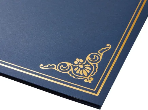 Miniatura 6 de Paquete de 12 titulares de certificados, diploma, cubierta de documentos para certificados de premio de tamaño carta, azul marino, borde dorado