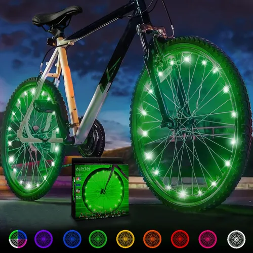 Miniatura 16 de Activ Life Paquete de 2 luces LED para ruedas de bicicleta con baterías incluidas, obtén un 100% más brillante y visible desde todos los ángulos