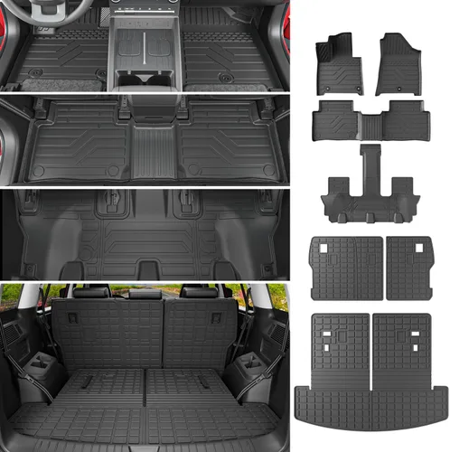 Miniatura 19 de powoq Tapete de suelo compatible con Honda Pilot 2016-2022 con alfombrilla de respaldo, forro de carga de repuesto para accesorios Honda Pilot