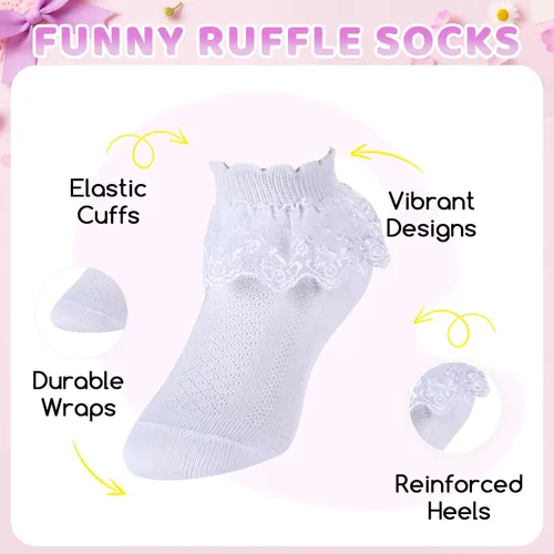 Miniatura 16 de sockfun Calcetines con volantes para bebé, calcetines de encaje con volantes para niños pequeños y niñas