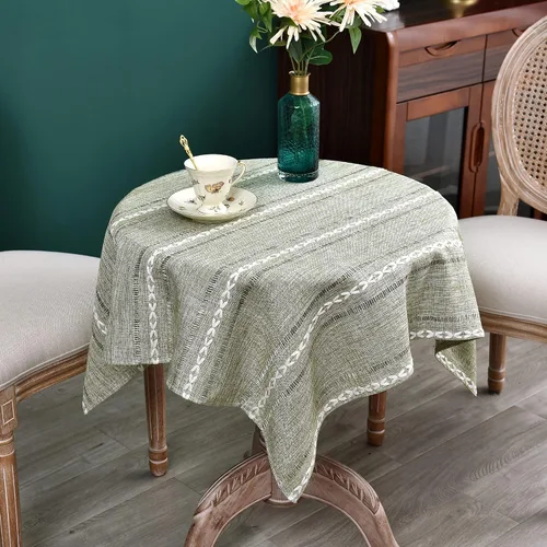 Miniatura 39 de NEWISHER Mantel cuadrado pequeño bordado rústico de 20 x 20 pulgadas, mantel de tela jacquard a rayas lavable para mesa de comedor para mesita