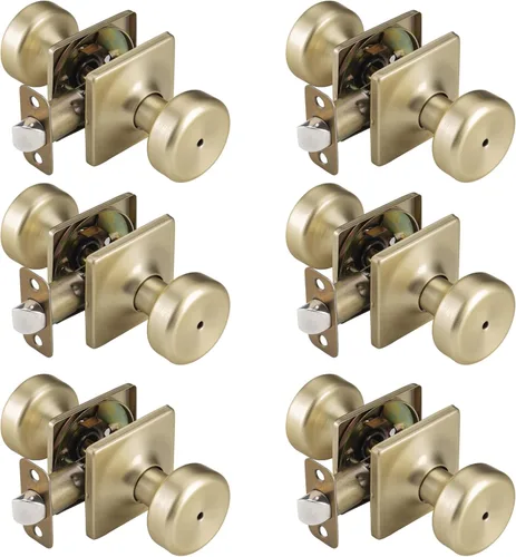 Miniatura 11 de Paquete de 6 pomos de puerta negros con roseta cuadrada, pomos de puerta Pismo con cerradura, manijas de puerta de privacidad interior para baño