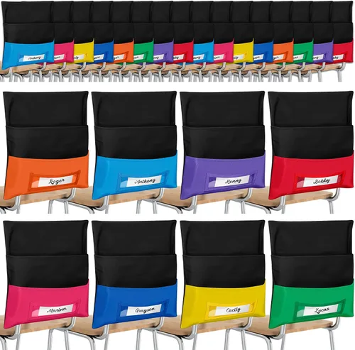 Maitys 24 bolsillos de almacenamiento para sillas de 16 x 19 pulgadas, organizador grande para asientos de aula, almacenamiento de asientos de 8