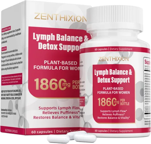Suplementos de drenaje linfático, suplemento de apoyo del sistema linfático de 1860 mg para mujeres con diente de león, bardana, equinácea, rutina,
