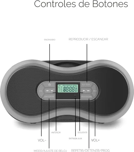 Miniatura 6 de Boombox de CD Bluetooth portátil con radio FM digital