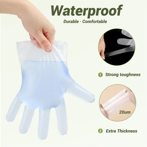 Miniatura 2 de Guantes desechables compostables de compost Guantes grandes de comida para limpiar cocinar, lavar platos, certificado BPI, 100 unidades, color blanco