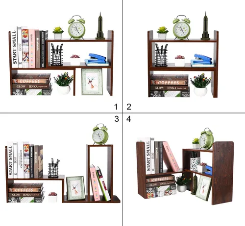 Miniatura 3 de PAG Organizador de Escritorio Estante de Escritorio Estantería Ajustable de Encimera Estantes de Mesa Pequeños Organizador de Libros Organización