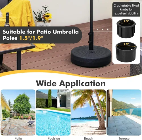 Miniatura 4 de Giantex Soporte de base para paraguas, relleno de agua de arena para postes de paraguas de 1.5 a 1.9 pulgadas, mango integrado, 2 perillas