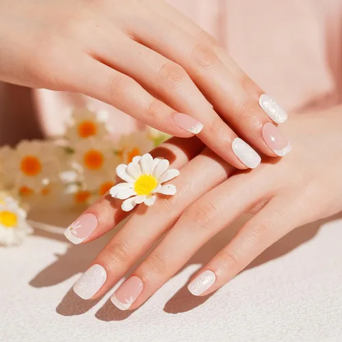 Miniatura 21 de DANNI & TONI Tiras de uñas de gel semicuradas, color rosa champán, ojos de gato, 28 calcomanías de regalo para mujer Aqua Ripple
