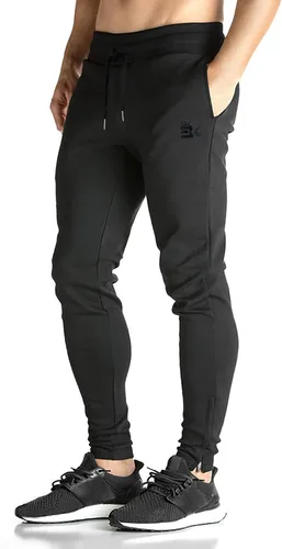 Brokig - Pantalones deportivos con cremallera para hombre, pantalones casuales para entrenamiento y gimnasia, cómodos pantalones de chándal