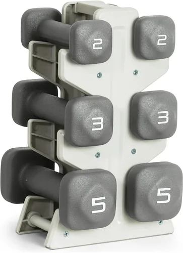 Miniatura 43 de Tone Fitness Juego de mancuernas de neopreno con estante de almacenamiento – Pesos de mano antideslizantes y antideslizamiento para entrenamientos