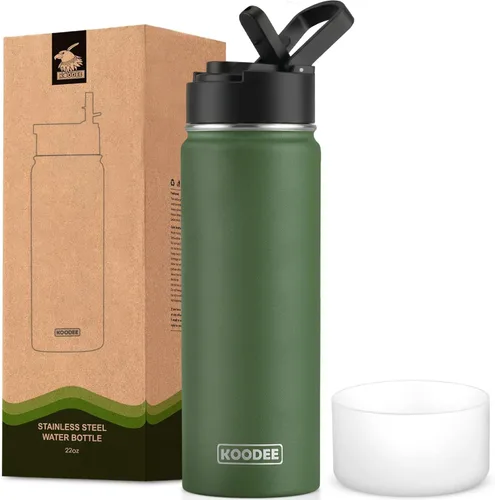 Miniatura 27 de koodee Insulated Water Bottle, 32 oz Stainless Steel Double Wall Vacuum Wide Mouth Sport Bottle with Leakproof Spout Lid (Navy)