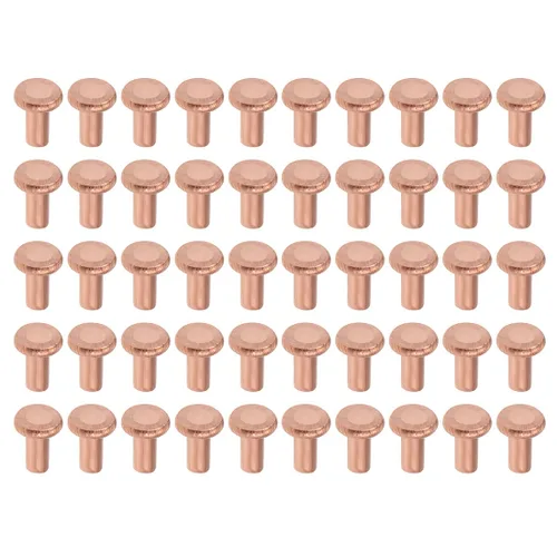 Miniatura 13 de uxcell 100 remaches sólidos de cobre, remaches metálicos de cabeza plana de 1/8 x 5/32 pulgadas para aplicaciones eléctricas, suministros de trabajo