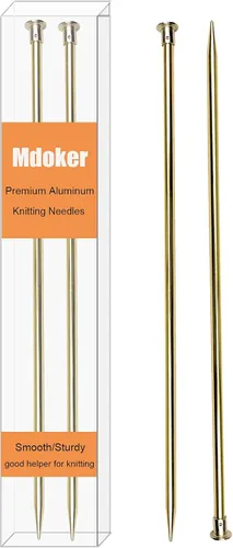 Miniatura 16 de Mdoker Agujas de tejer de aluminio de 13.8 pulgadas, aguja de tejer para suéter de metal recto de un solo punto de color para proyectos de tejer