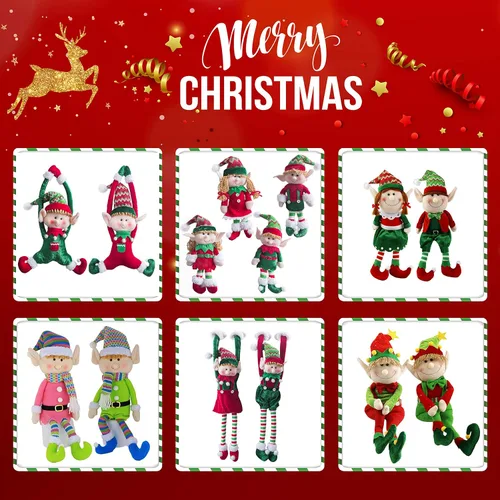 Miniatura 7 de Wewill adorables muñecos elfos de Navidad flexibles para decoraciones festivas en el hogar, fiestas, personajes de felpa