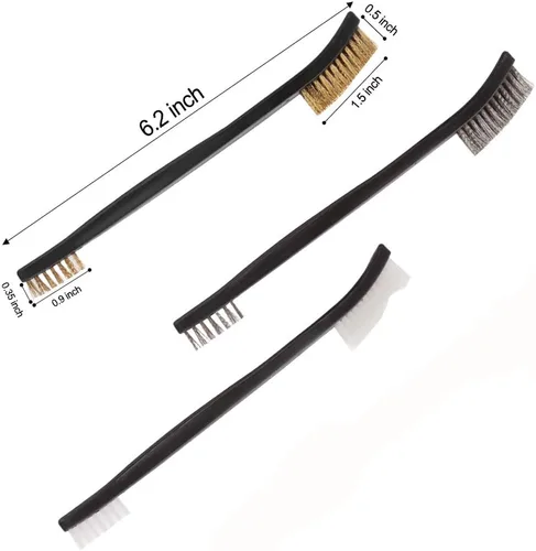 Miniatura 2 de Accmor Kit universal de herramientas de limpieza de pistola, incluye 3 cepillos de cerdas de nailon de latón de doble punta y 4 púas de limpieza