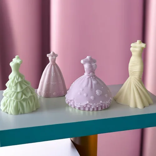 Miniatura 4 de Vestidos de novia para novia, molde de velas, sin tirantes, sin mangas, faldas de noche, molde de silicona para jabón, cera de soja, resina epoxi