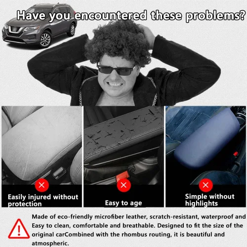 Miniatura 2 de Protector de funda para reposabrazos de automóvil, almohadilla de cuero para consola central para Nissan Rogue 2014-2020, protector de caja