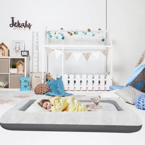 Miniatura 2 de Colchón de aire para niños: colchón de aire portátil rápido para niños, cama inflable portátil de viaje, superficie con felpa suave y cómoda, ideal