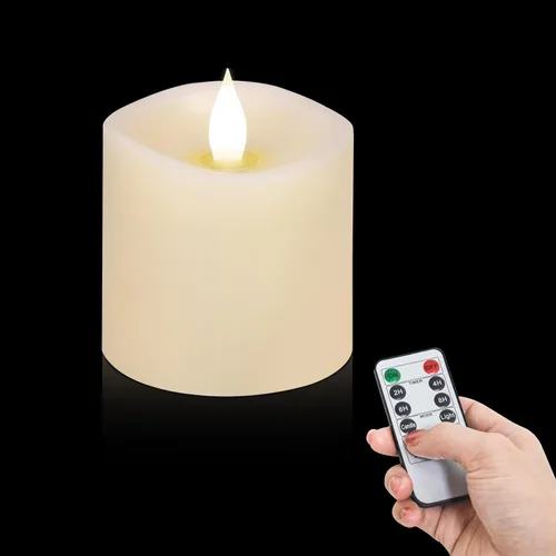 Miniatura 11 de Velas sin llama de 3 x 3 que funcionan con pilas con temporizador remoto, duran 600 horas, velas de batería parpadeantes, velas LED eléctricas