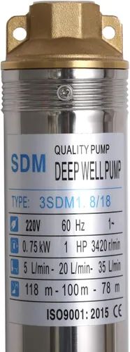 Miniatura 3 de Bombas sumergibles 3 "OD Pipe 220-240V/60HZ 0.75KW 1HP Acero inoxidable 1 "Salida Bomba sumergible de pozo profundo Bomba de pozo profundo con caja