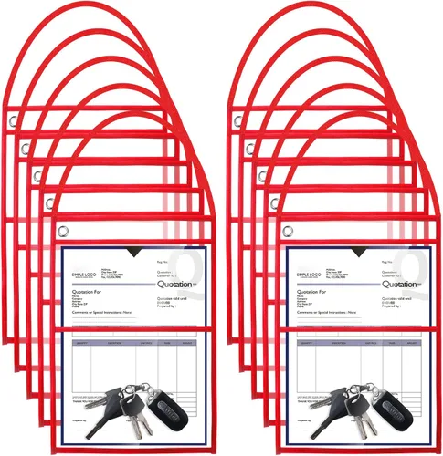 Miniatura 8 de Epakh - Paquete de 30 soportes para boletos de tienda de 9 x 12 pulgadas, fundas de plástico para boletos de trabajo, fundas de pedido de reparación
